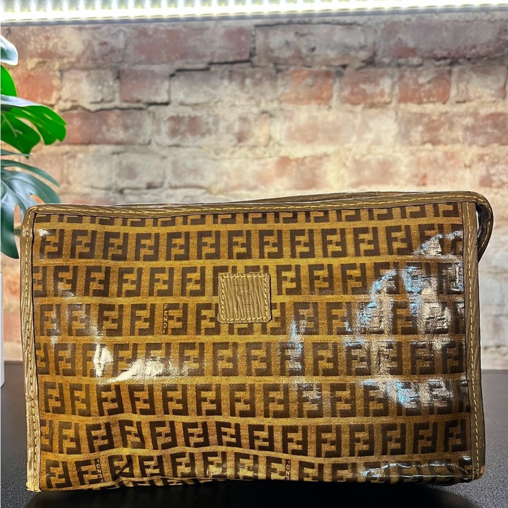 Fendi Tan and Brown Monogram Pouch